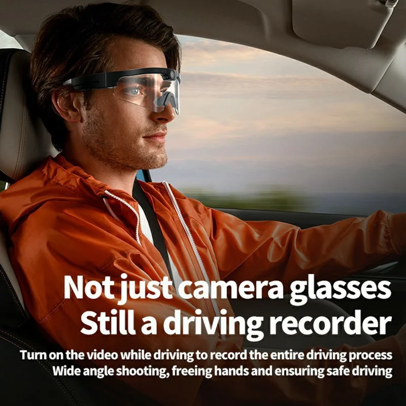 XV15 Smart Glasses AI Translation 4K HD Camera Recording Outdoor Cycling Bluetooth-Compatible Glasses - Black