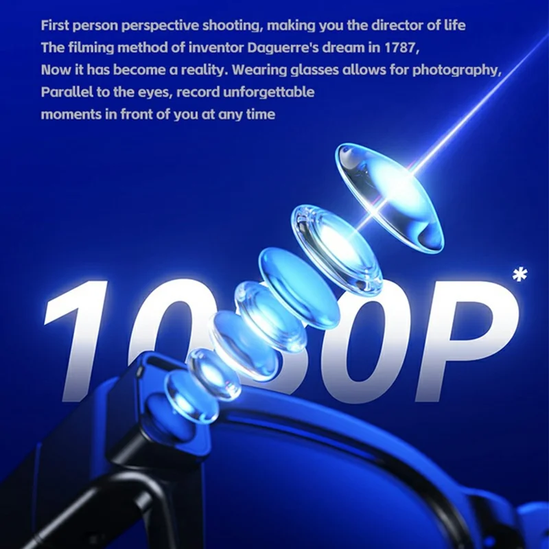 XV20 AI Translation Smart Camera Glasses 2MP Photo Video Recording No Memory Card - Black