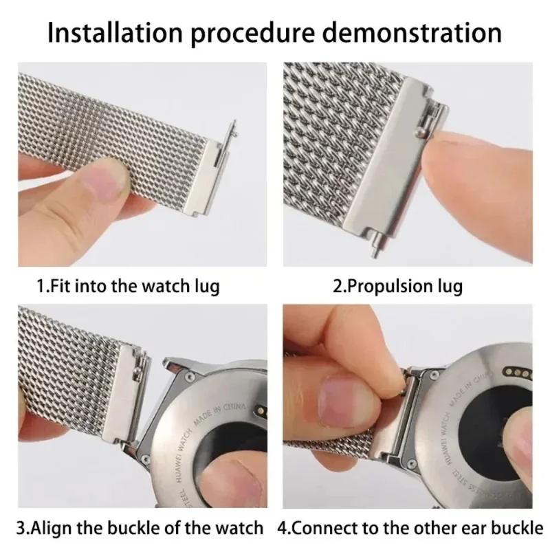 16mm 1 Pair Stainless Steel Watch Spring Bars + 1 Pair Quick Release Straight Pin Set Watch Band Connector - Silver