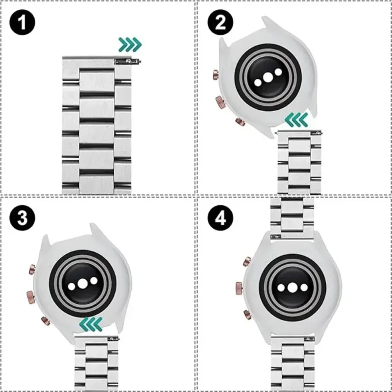 24mm 1 Pair Stainless Steel Watch Spring Bars + 1 Pair Quick Release Straight Pin Set Watch Band Connector - Silver