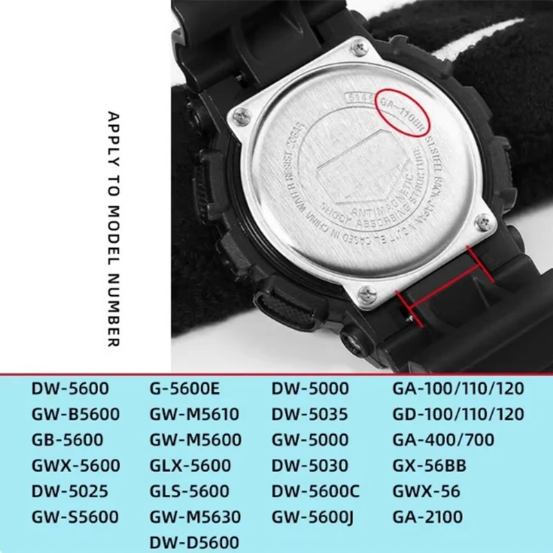 1 Pair 16mm to 22mm Metal Connector for Casio DW / GA / GW / GLX Series Watch Band Adapter - Black