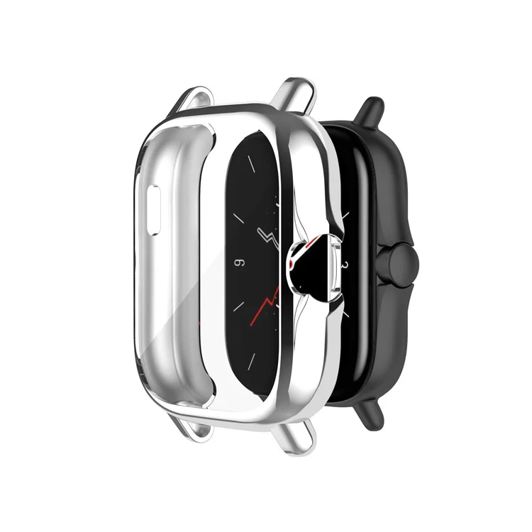 A1968 Eletroplatando TPU Smart Watch Caso Protetive Case Frame Para Amazfit GTS 2e / GTS 2 - Eletroplatação de Prata