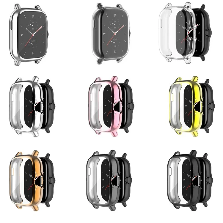 A1968 Eletroplatando TPU Smart Watch Caso Protetive Case Frame Para Amazfit GTS 2e / GTS 2 - Eletroplatação de Prata