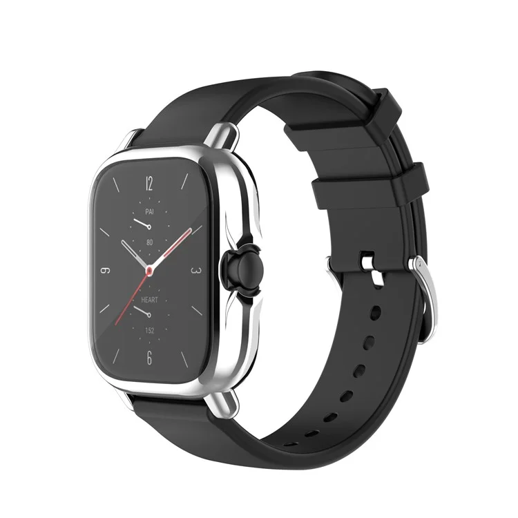 A1968 Eletroplatando TPU Smart Watch Caso Protetive Case Frame Para Amazfit GTS 2e / GTS 2 - Eletroplatação de Prata