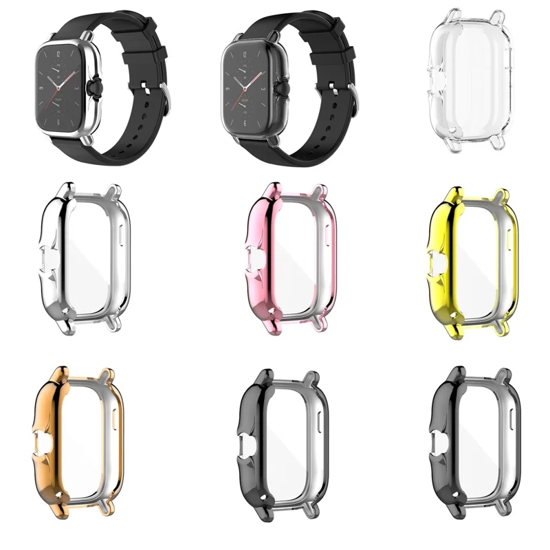 A1968 Electroplating TPU Smart Watch Protective Case Cover Frame for Amazfit GTS 2e/GTS 2 - Electroplating Grey