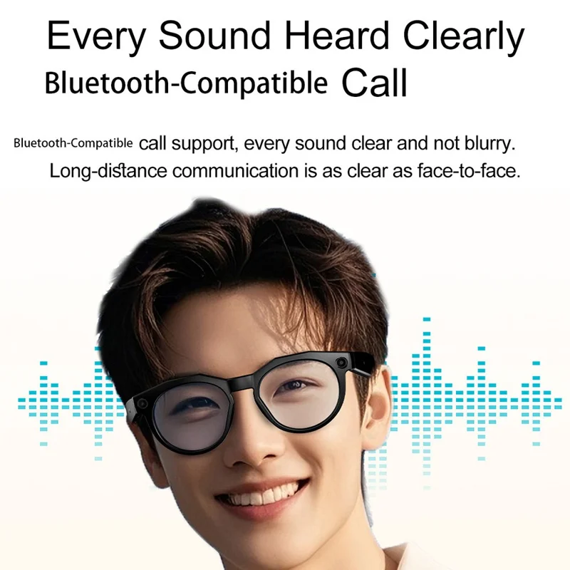 Lunettes intelligentes W611pro avec traduction en temps réel et Bluetooth, caméra portable avec enregistrement vidéo 4K - Blanc + Verres rouges