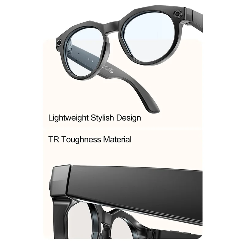 Lunettes intelligentes W611pro avec traduction en temps réel et Bluetooth, caméra portable avec enregistrement vidéo 4K - Blanc + Verres rouges