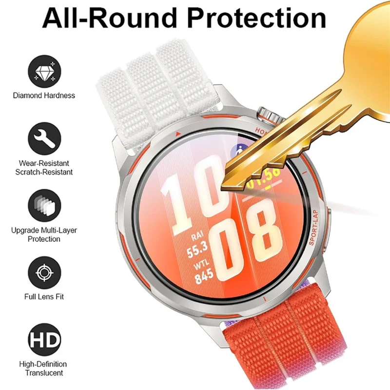 3Pcs For Huawei Watch GT Runner 2 Tempered Glass Screen Protector HD Clear Watch Screen Film - Transparent