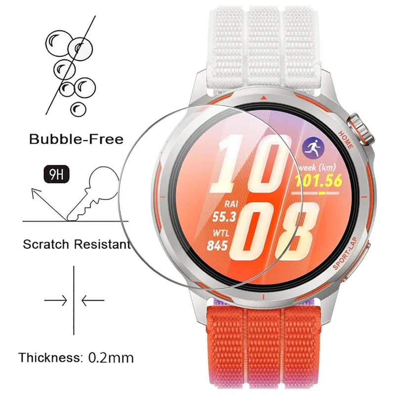3Pcs For Huawei Watch GT Runner 2 Tempered Glass Screen Protector HD Clear Watch Screen Film - Transparent