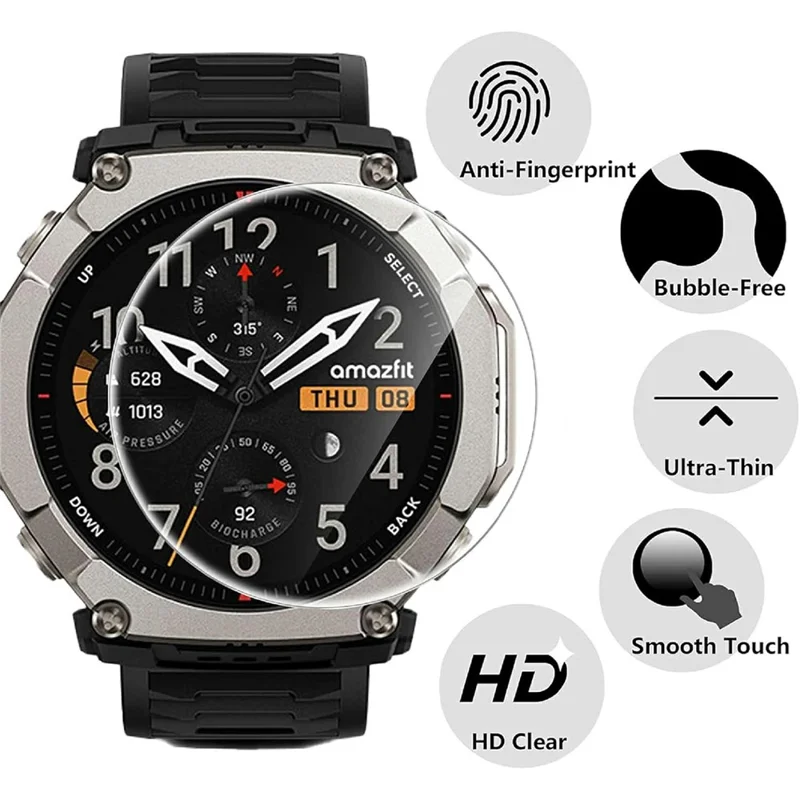 3 pièces pour Huami Amazfit T-Rex Ultra 2 protecteur d'écran en verre trempé film d'écran HD clair pour montre - transparent