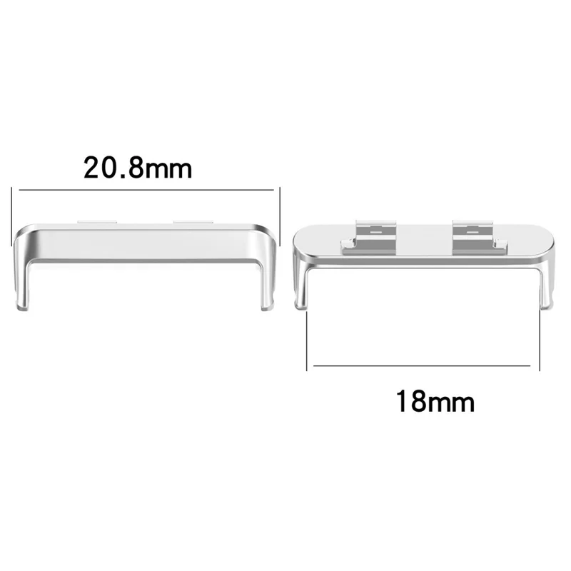 2Pcs 18mm Watch Band Connector for Huawei Band 11 / 11 Pro / 11 NFC Quick Release Metal Adapter - Silver