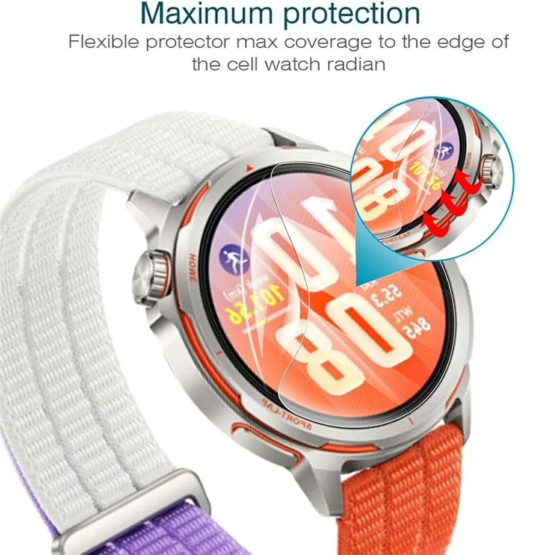 3Pcs For Huawei Watch GT Runner 2 TPU Watch Screen Protector Anti Scratch HD Clear Hydrogel Film - Transparent