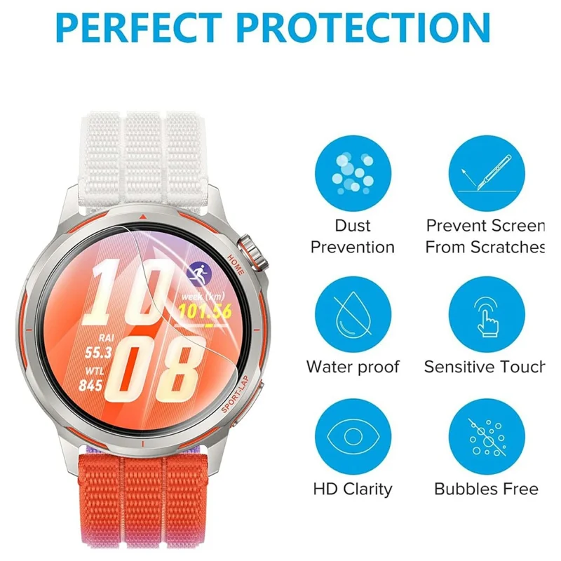 3Pcs For Huawei Watch GT Runner 2 TPU Watch Screen Protector Anti Scratch HD Clear Hydrogel Film - Transparent