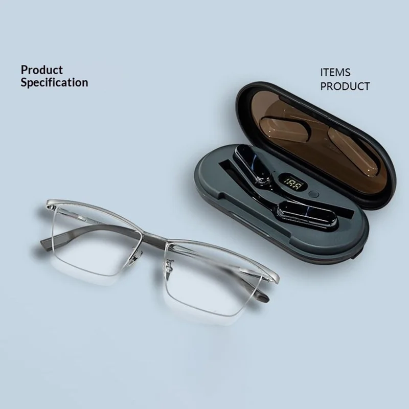 KRETA E01 Gafas Inteligentes Traductor AI Montura Ultraligera de Titanio Auriculares Bluetooth Gafas Inteligentes - Negro Azul