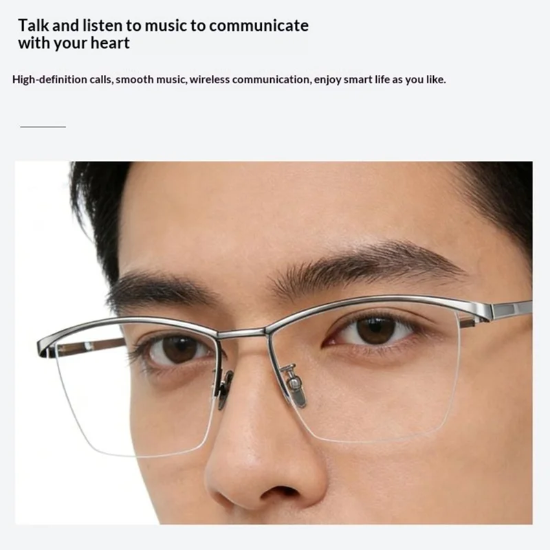 KRETA E01 Gafas Inteligentes Traductor AI Montura Ultraligera de Titanio Auriculares Bluetooth Gafas Inteligentes - Negro Azul