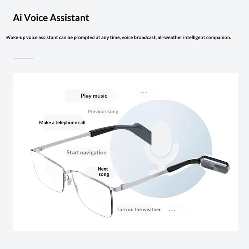 KRETA E01 Gafas Inteligentes Traductor AI Montura Ultraligera de Titanio Auriculares Bluetooth Gafas Inteligentes - Negro Azul
