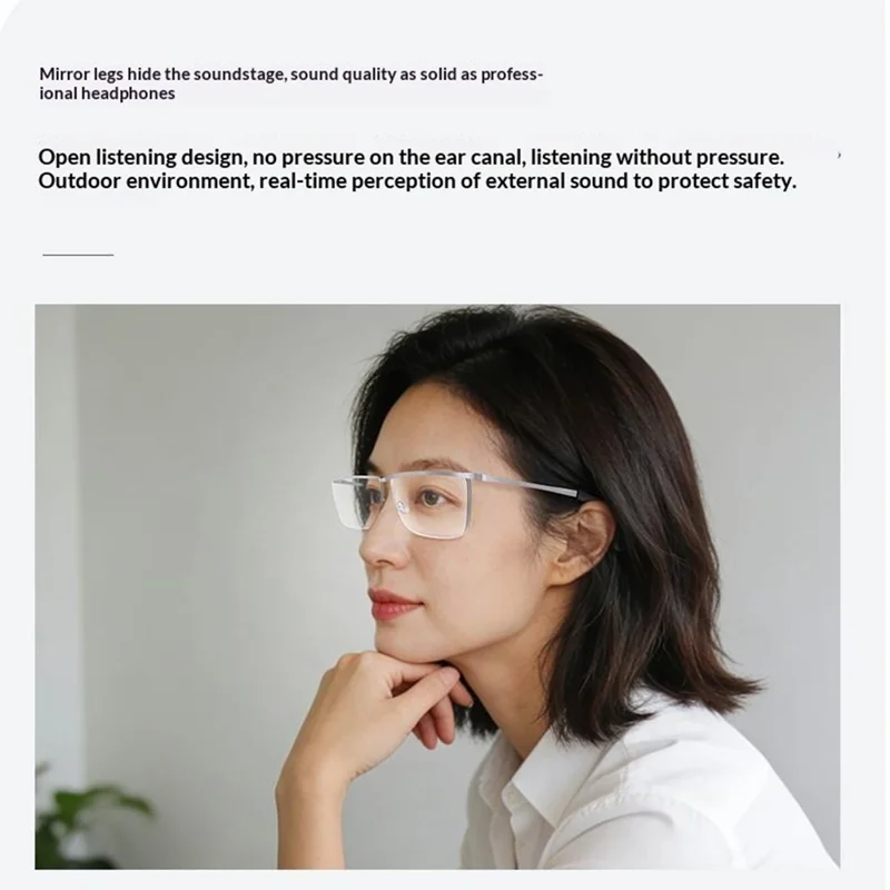 KRETA E01 Gafas Inteligentes Traductor AI Montura Ultraligera de Titanio Auriculares Bluetooth Gafas Inteligentes - Negro Azul