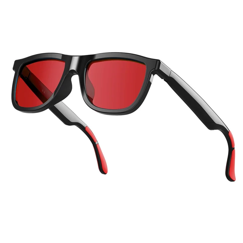 E05 AI Smart Glasses 4-nivåers touchfärgbyte Bluetooth-kompatibla översättningssolglasögon med elektrokromatiska linsar - Röd