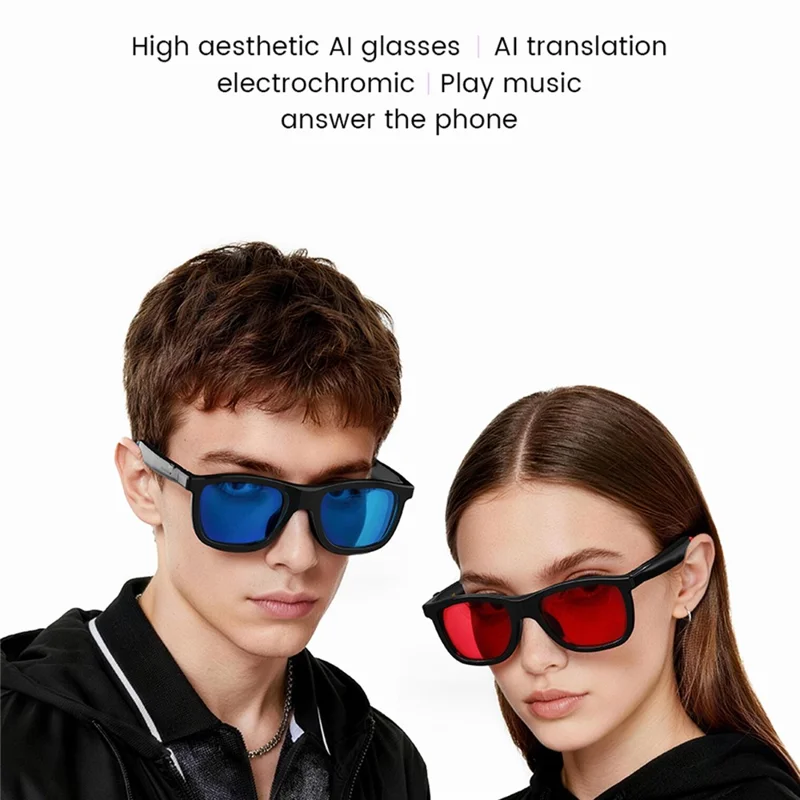 E05 AI Smart Glasses 4-nivåers touchfärgbyte Bluetooth-kompatibla översättningssolglasögon med elektrokromatiska linsar - Röd