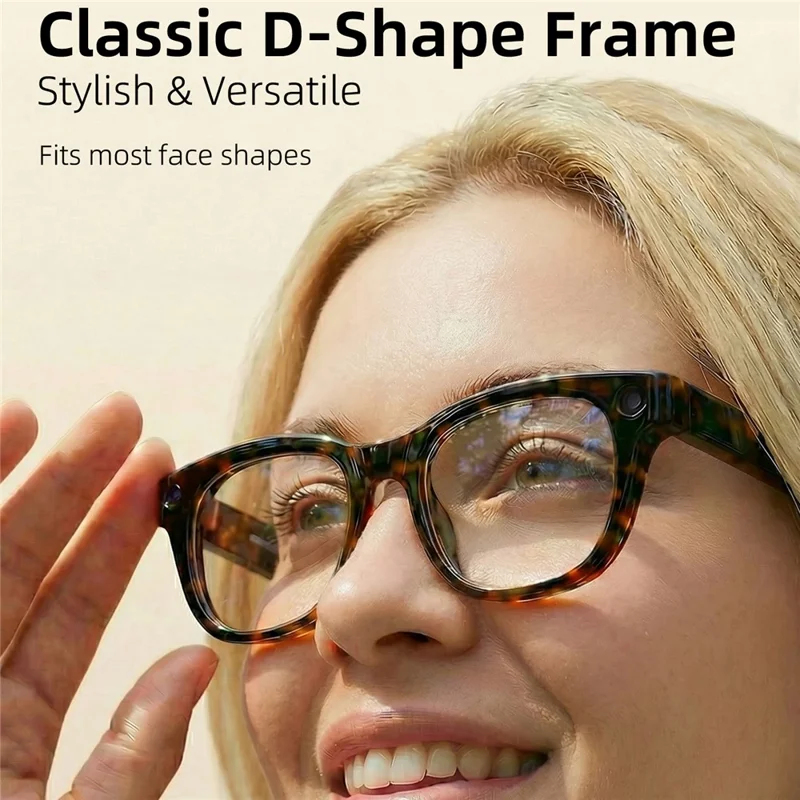 E06D AI Smart Glasses 13MP Camera 1080P Recording Voice Assistant Translation D-Shape Frame Eyeglasses for Photography - Black