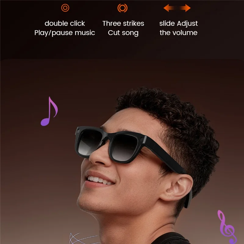 E06S AI Smart Glasses 13MP Camera Real-time Translation Voice Control Music Touchpad Eyeglasses for Office Meeting - Grey