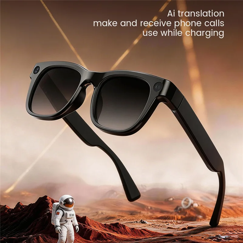 E06S AI Smart Glasses 13MP Camera Real-time Translation Voice Control Music Touchpad Eyeglasses for Office Meeting - Grey