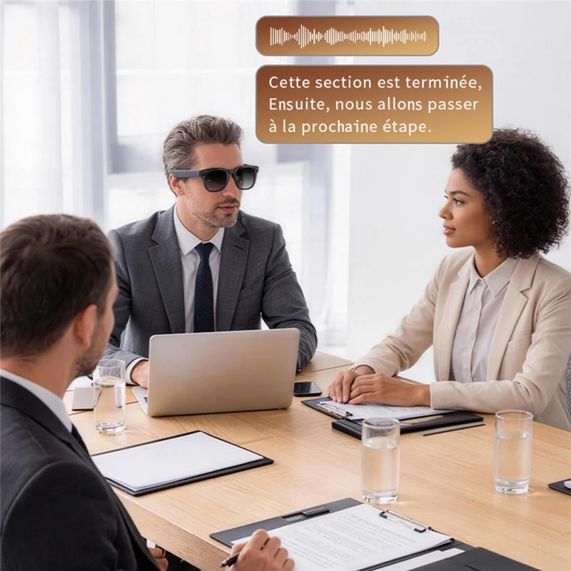 E06S AI Smart Glasses 13MP Camera Real-time Translation Voice Control Music Touchpad Eyeglasses for Office Meeting - Grey