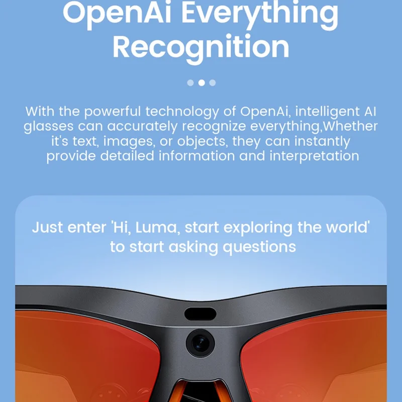 E08 AI Smart Glasses 1300W Kamera Stemmekontrol Alt Det Genkender Oversættelse Briller til Sport Cykling - Grå Sort