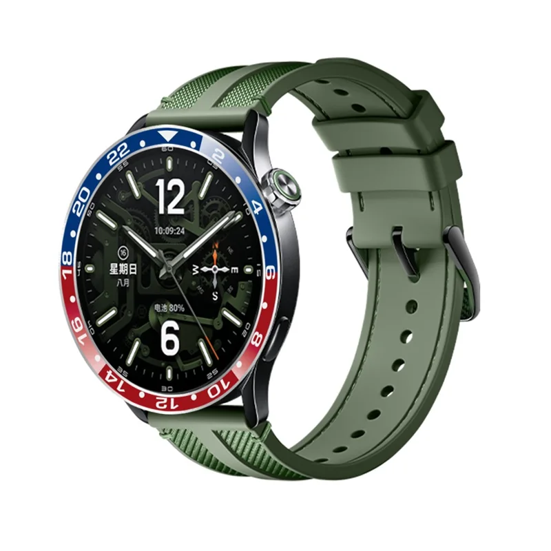 Bezel Ring for Xiaomi Watch S5  /  S4  /  S3 Aluminum Alloy Dual Color Protective Cover Ring - Blue+Red  /  White Characters