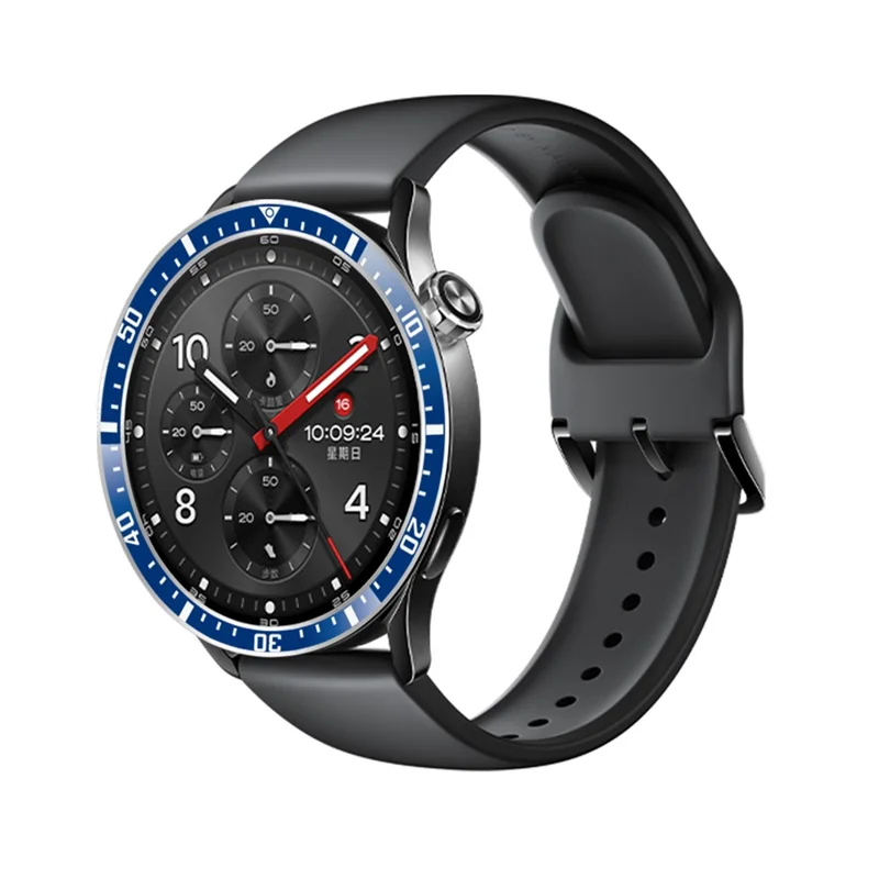Bezel Ring for Xiaomi Watch S5 / S4 / S3 Anti Scratch Aluminum Alloy Adhesive Cover - Blue  /  White Characters