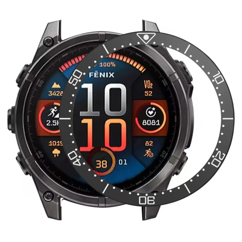 Anneau de lunette pour Garmin Fenix 8 51 mm / Tactix 8 51 mm, conception en acier inoxydable avec échelle graduée, anneau de protection en acier inoxydable - Noir / Blanc