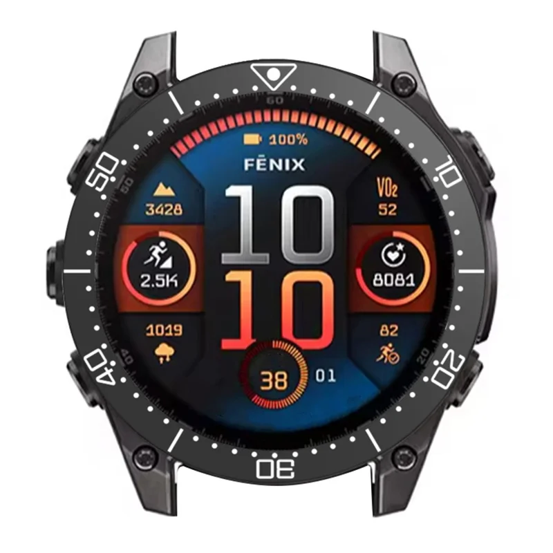 Anneau de lunette pour Garmin Fenix 8 51 mm / Tactix 8 51 mm, conception en acier inoxydable avec échelle graduée, anneau de protection en acier inoxydable - Noir / Blanc