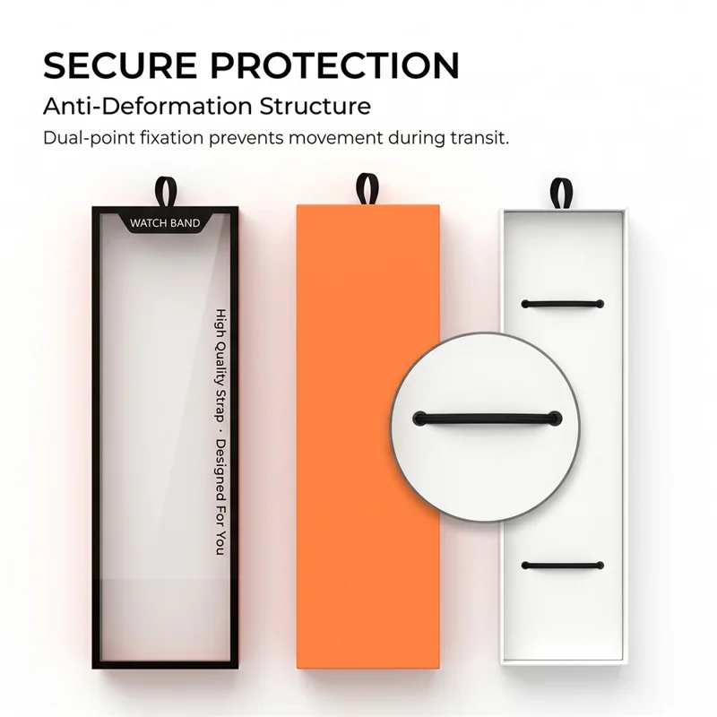 100Pcs Watch Band Packaging Box Pull-out Style Retail Display Case with Clear Window - Orange