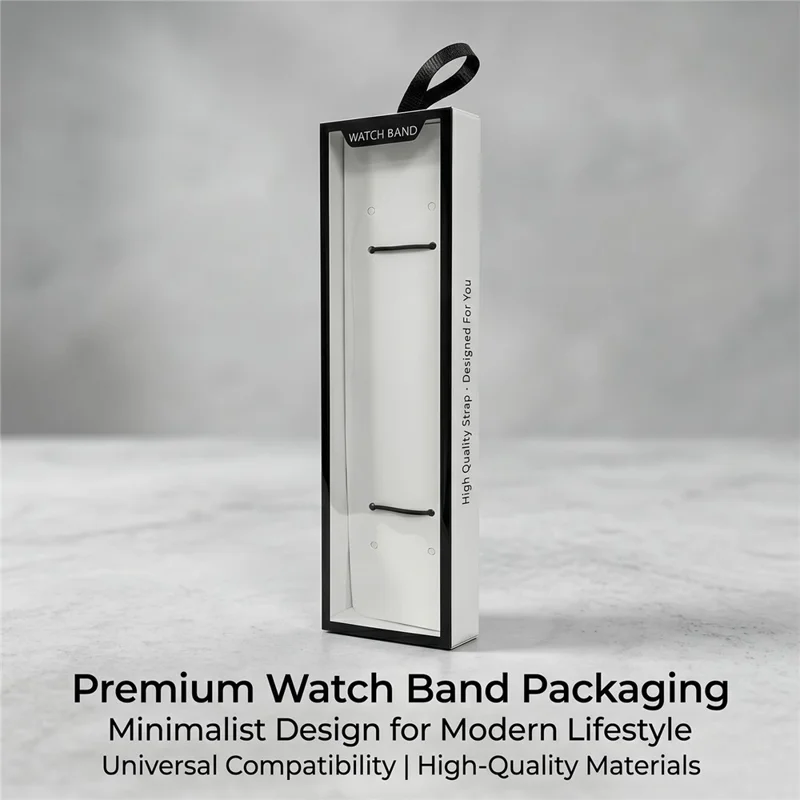 100Pcs Watch Band Packaging Box Pull-out Drawer Style Display Case with Clear Window Hanging Hole - White