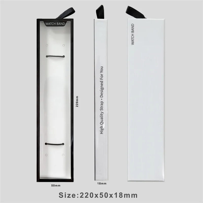 100Pcs Watch Band Packaging Box Pull-out Drawer Style Display Case with Clear Window Hanging Hole - White