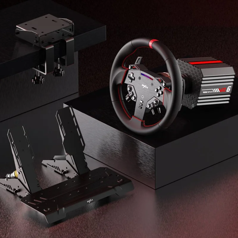 PXN VD6 Direct Drive Racing Wheel Bundle 6 Нм Обратная связь педали Совместимость с игровым ПК - Черный