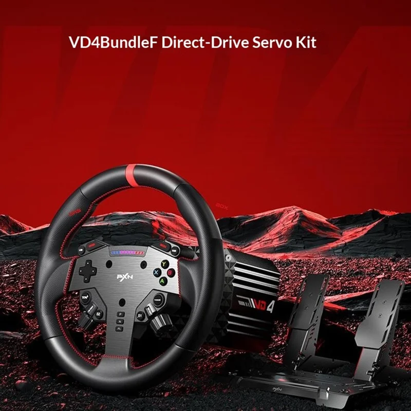 PXN VD4 BUNDLE Direct Drive Racing Wheel for PC  /  PS4 Professional Gaming Steering Wheel with Pedals - Black