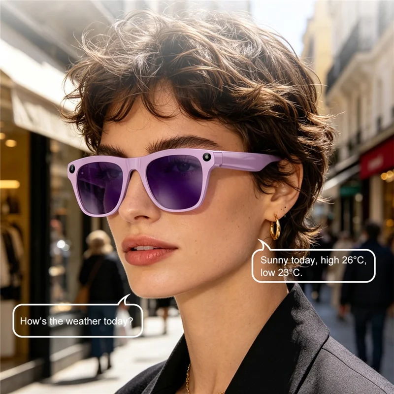 xk one pro AI Smart Glasses 8MP HD Camera Bluetooth-compatible Calling Voice Translation Recording Eyewear - Black