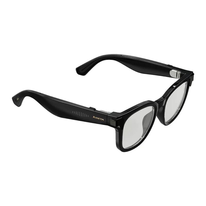 KRETA V52 Smart Glasses 8MP HD Camera Six-Axis Stabilization AI Translation Music Eyeglasses - Black