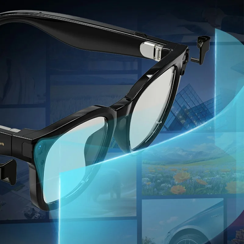 KRETA V52 Smart Glasses 8MP HD Camera Six-Axis Stabilization AI Translation Music Eyeglasses - Black