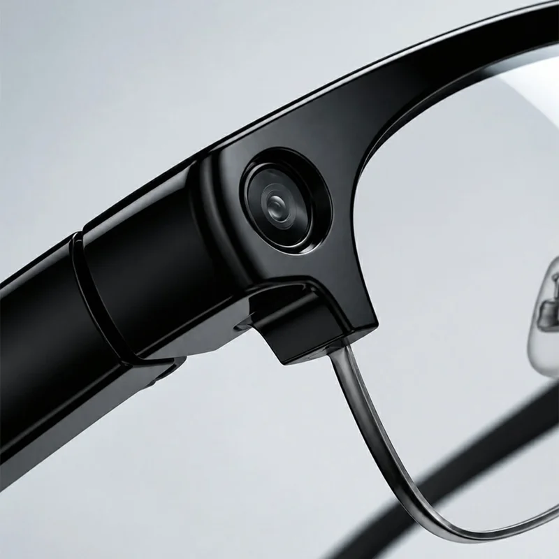 E09B Smart Glasses 8MP Camera 8GB Storage Voice Assistant Metal Half Frame Anti-Blue Light Lens
