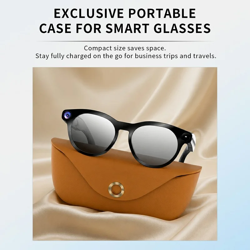 CY05MAX 8MP Kamera-AI-Smartbrille mit selbsttönenden Gläsern und Ladeetui – Schwarz