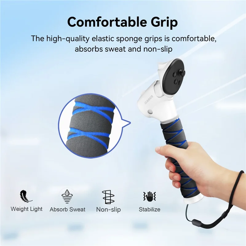 AMVR Q3JP3 2 pièces poignées d'extension pour manette VR pour Meta Quest 3 / Quest 3S accessoires de jeu VR avec poignée en ABS + éponge
