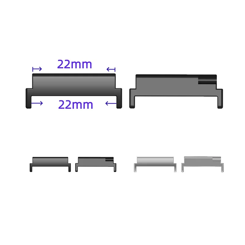 1 Pair 22mm Metal Watch Strap Connector Pin for Huawei / Samsung Watch Band - Black