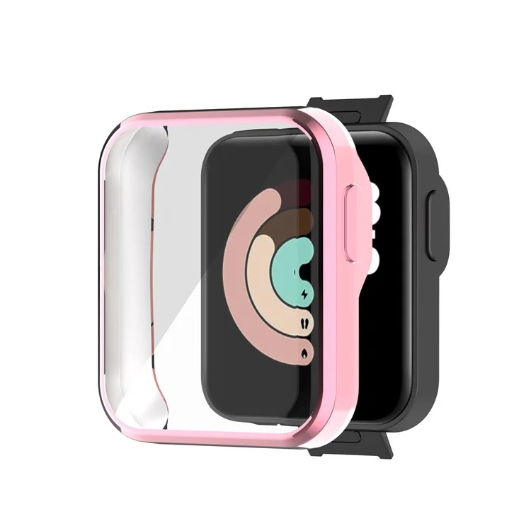 Étui de protection pour montre connectée Xiaomi Mi Watch Lite/Redmi Watch, en TPU à revêtement électrolytique, à protection intégrale - Rose