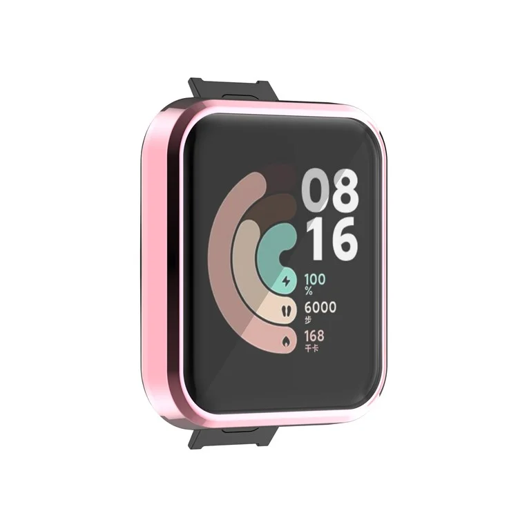 Étui de protection pour montre connectée Xiaomi Mi Watch Lite/Redmi Watch, en TPU à revêtement électrolytique, à protection intégrale - Rose