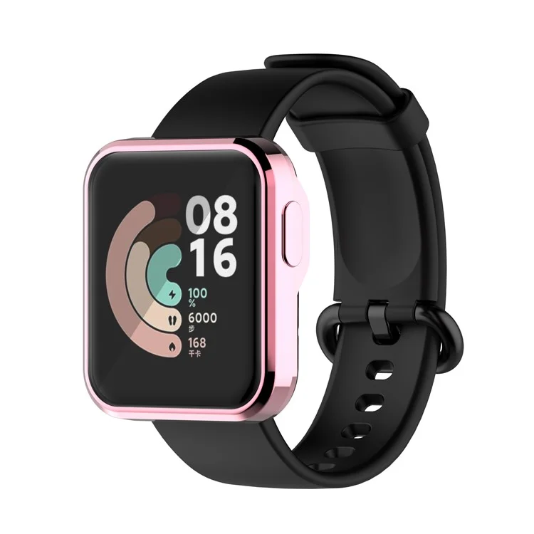 Étui de protection pour montre connectée Xiaomi Mi Watch Lite/Redmi Watch, en TPU à revêtement électrolytique, à protection intégrale - Rose