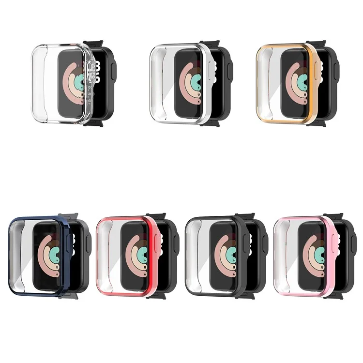 Étui de protection pour montre connectée Xiaomi Mi Watch Lite/Redmi Watch, en TPU à revêtement électrolytique, à protection intégrale - Rose