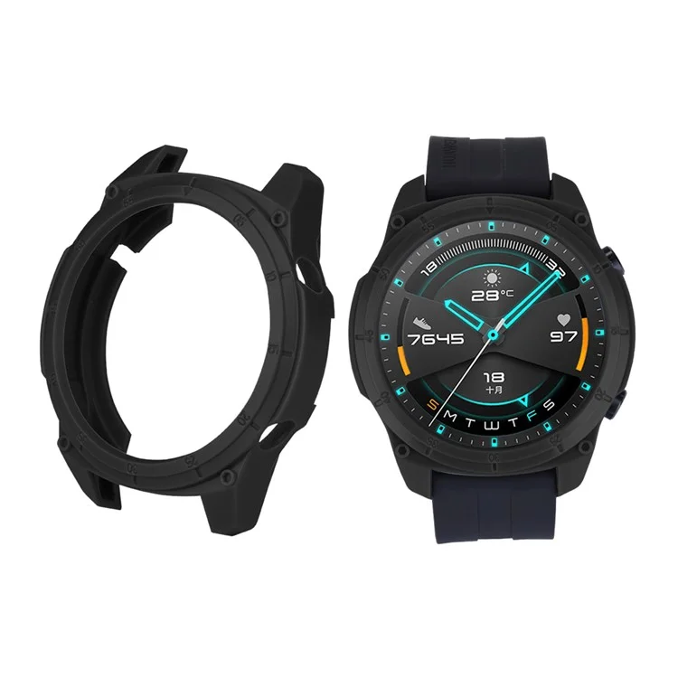 Étui de protection pour montre Huawei Watch GT 2 46mm style sports, couleur unique, en TPU souple - Noir