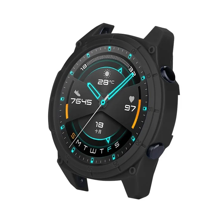 Étui de protection pour montre Huawei Watch GT 2 46mm style sports, couleur unique, en TPU souple - Noir